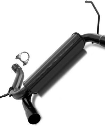 409 Grade Stainless Steel Exhaust Muffler Compatible with Jeep Wrangler 2007-2017 3.6L 3.8L Axle-Back (Black Coated)