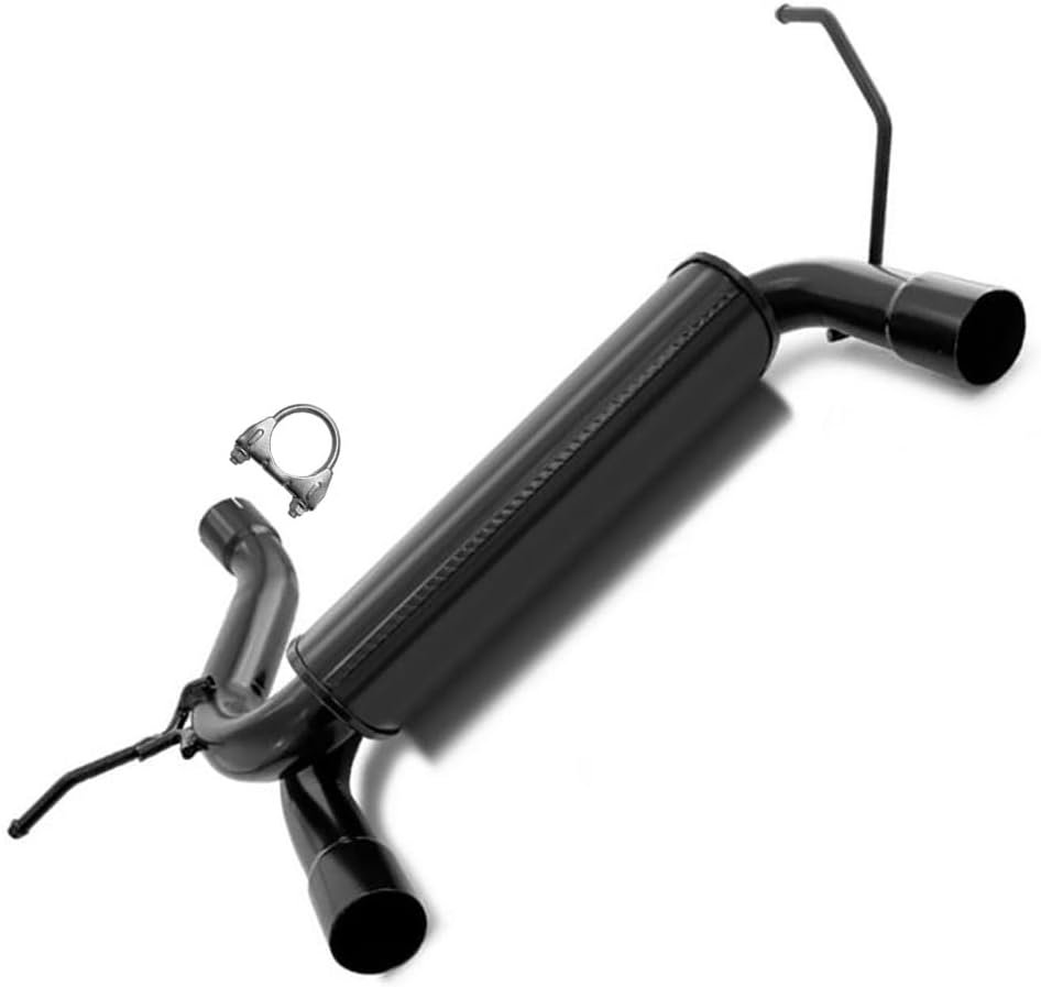 409 Grade Stainless Steel Exhaust Muffler Compatible with Jeep Wrangler 2007-2017 3.6L 3.8L Axle-Back (Black Coated)