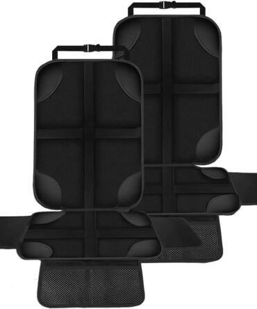 Car Seat Protector for Kids 2 Pack with Non-Slip Function and Seat Side Wings Made of Anti-Stain and Water Proof Durable Oxford and PVC Material Suitable for Most Vehicles