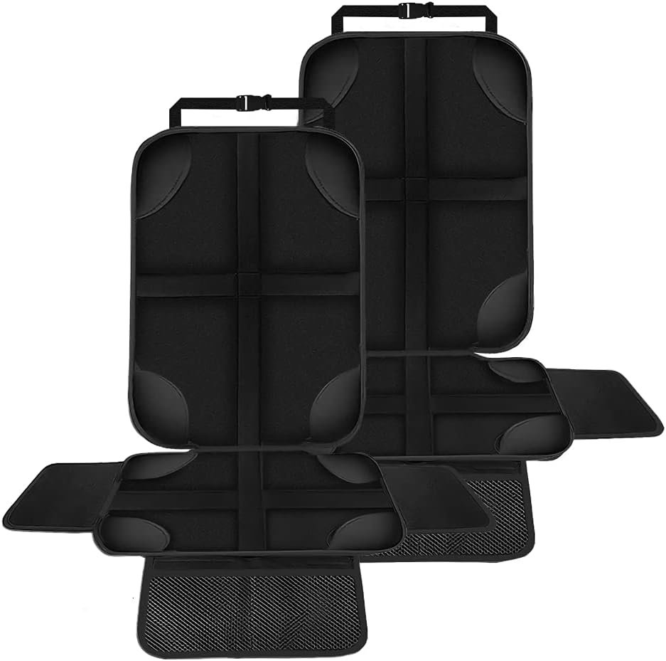 Car Seat Protector for Kids 2 Pack with Non-Slip Function and Seat Side Wings Made of Anti-Stain and Water Proof Durable Oxford and PVC Material Suitable for Most Vehicles