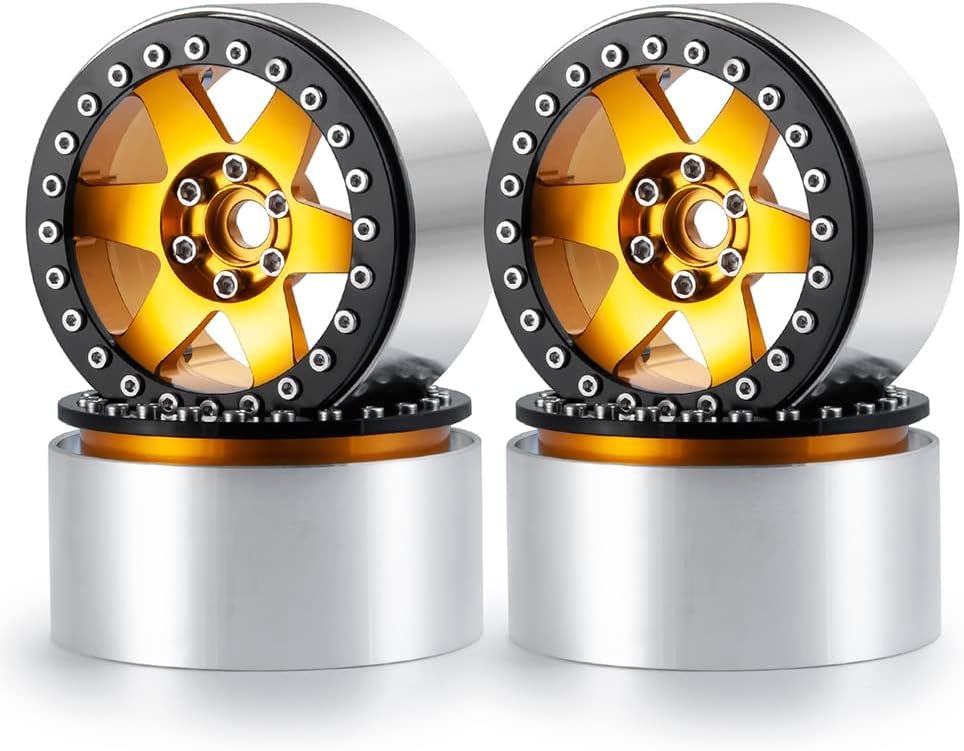 2.2" Wheels 35mm RC Aluminum Rims for RR10 1/10th RC Crawler Truck Car (Yellow)