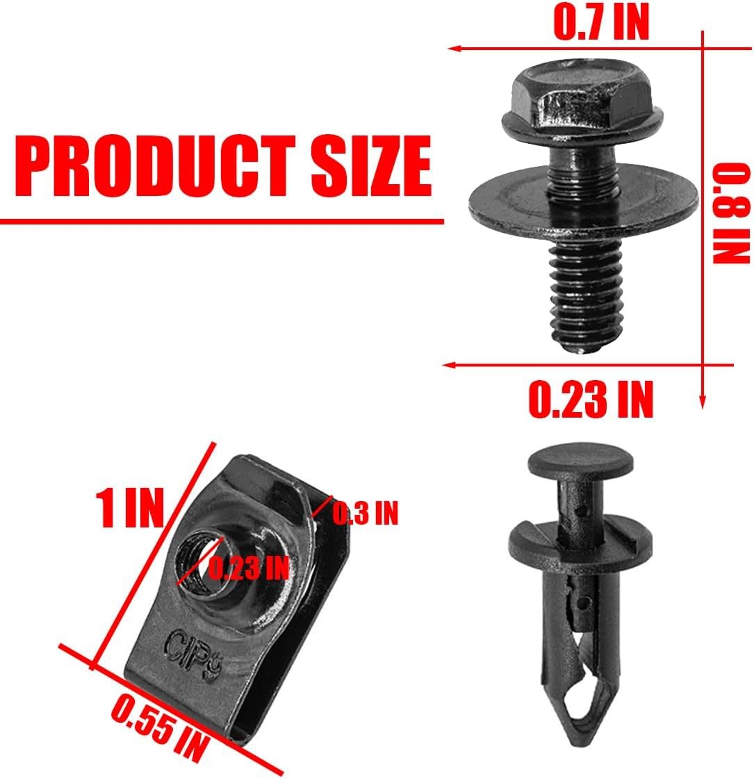 70 PCS Engine Under Cover Splash Shield Body Bolts Screws, Universal Extruded U-Nuts Kit, Bumper Fender Liner Push Retainer Fastener Clips, Replacement for G35 G37 FX35 FX45 EX35 - Image 2