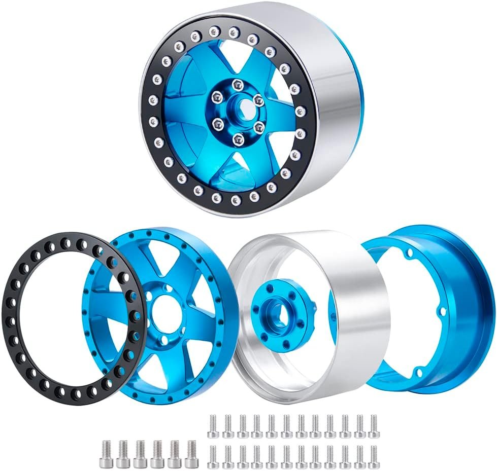 2.2" Wheels 35mm RC Aluminum Rims for RR10 1/10th RC Crawler Truck Car Blue - Image 2