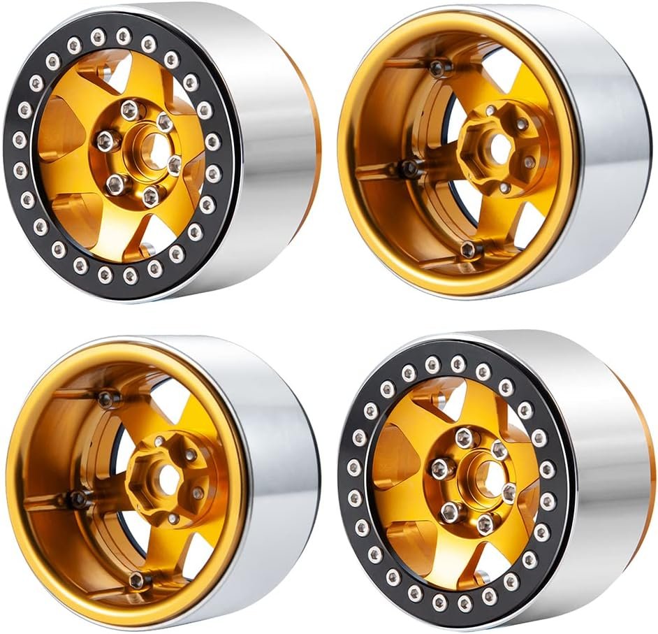 2.2" Wheels 35mm RC Aluminum Rims for RR10 1/10th RC Crawler Truck Car (Yellow) - Image 2
