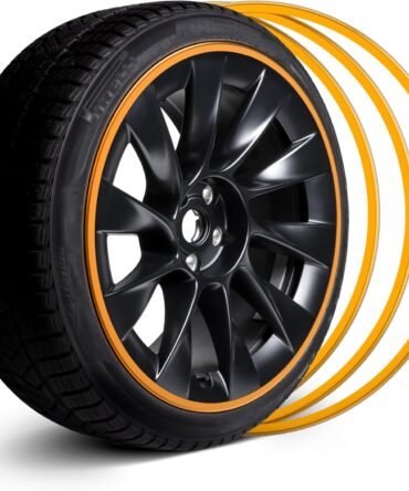 Automotive Alloy Wheel Rim Protector - Covering The Entire Rim of The Wheel hub - Strips for Curb Rash Prevention - Set of 4 Rim Protector Easy to Install(18'',Gold)