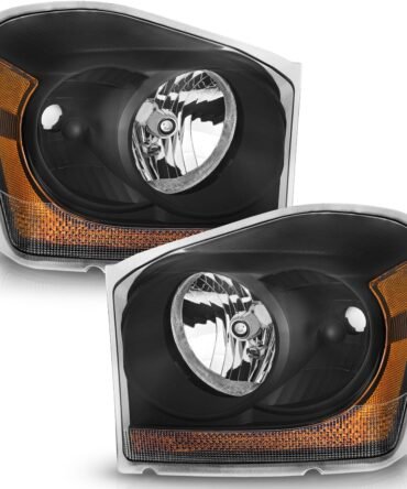 Headlights for 2004-2005 Dodge Headlight Assembly Pair Replacement for 04-05 Black Housing