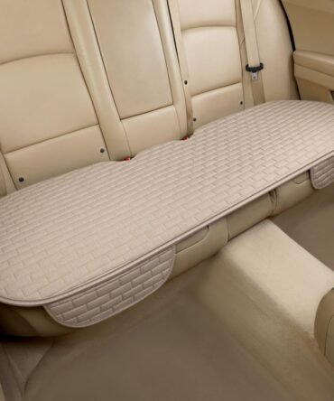 Beige Back Seat Cover, Rear Car Seat Cover for Cars Truck SUV,Seat Covers with Storage Pocket,Bottom Auto Seat Cushion Pad Mat for Most Vehicles-Beige,! Pcs