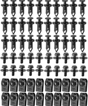 70 PCS Engine Under Cover Splash Shield Body Bolts Screws, Universal Extruded U-Nuts Kit, Bumper Fender Liner Push Retainer Fastener Clips, Replacement for G35 G37 FX35 FX45 EX35
