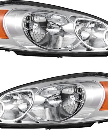 Headlight Assembly Compatible with 2006 2007 2008 2009 2010 2011 2012 2013 2014-2016 06-07 Headlamp Replacement Pair Chrome Housing Amber Reflector