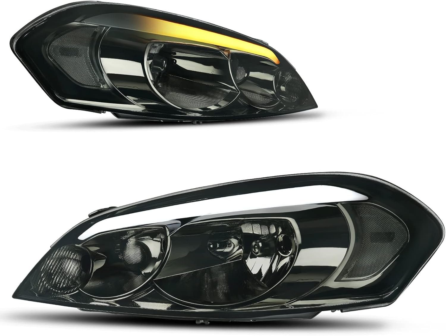 Tube Headlights Assembly Compatible with 2006-2016 Chevrolet /2006-2007 Chevrolet DRL Headlight Headlamp Replacement Pair Smoke Lens