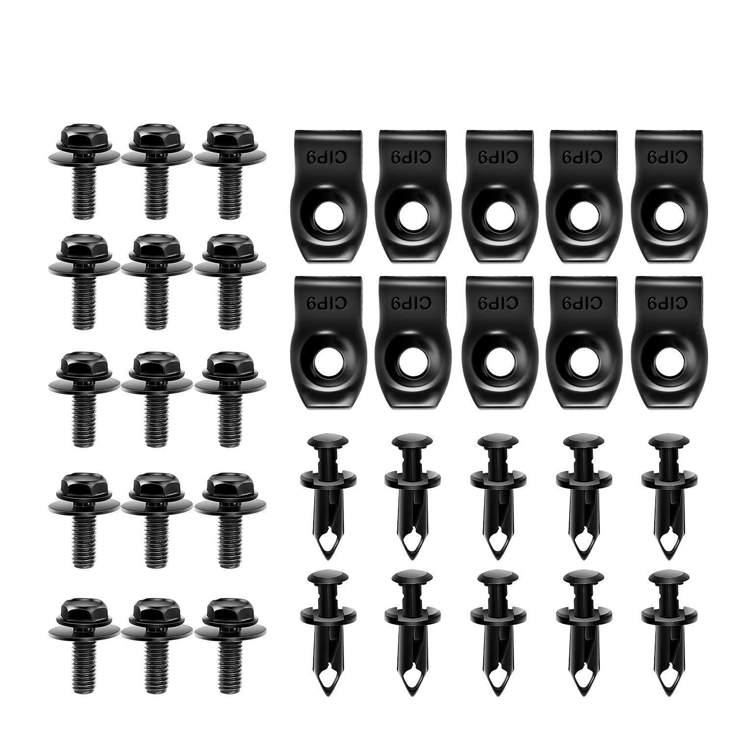 GRC-70 35PCS Engine Under Cover Splash Shield Guard Body Bolts Bumper Fender Liner Push Retainer Fastener Rivet Clips , black