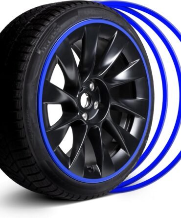 Automotive Alloy Wheel Rim Protector - Covering The Entire Rim of The Wheel hub - Strips for Curb Rash Prevention - Set of 4 Rim Protector Easy to Install(18'',Blue)