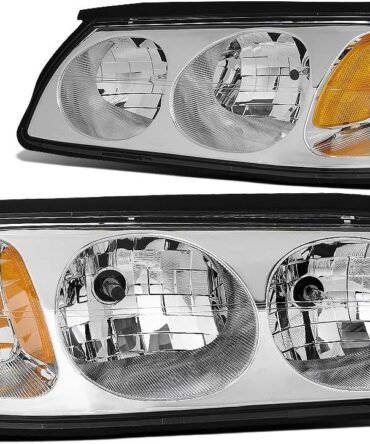 Chrome Amber Headlights Compatible with 00-05 Chevy