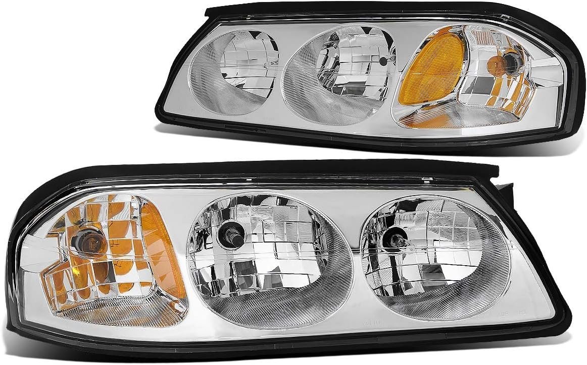 Chrome Amber Headlights Compatible with 00-05 Chevy