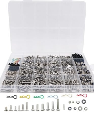 1008PCS Universal RC Screw Kit Screws Assortment Set 304 Stainless Steel Hardware Fasteners for Traxxas Axial Redcat HPI Arrma SCX10 Losi 1/8 1/10 1/12 1/16 Scale RC Cars Trucks Crawler