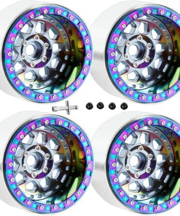 RC Alloy 2.2 Wheels for 1/10 6x6 Crawler,Alunium 2.2 rc Wheels 2.2 Rims,4pcs,Titanium