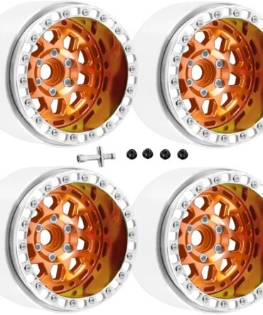 RC Alloy 2.2 Wheels for 1/10 6x6 Crawler,Alunium 2.2 rc Wheels 2.2 Rims,4pcs,Orange