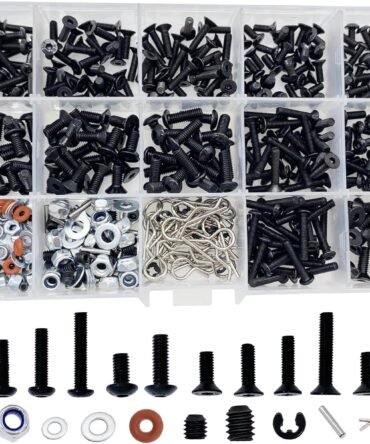 500pcs RC Screw Kit,RC Screws for Traxxas Arrma Axial Redcat HPS SCX10 1/8 1/10 1/12 1/16 Scale RC Cars Trucks Crawler, Screws Assortment Set, Hardware Fasteners (500pcs RC Screw Kit)