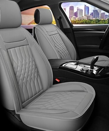 Car Seat Covers 5 Seats Full Set, Waterproof Napa Leather Automotive Seat Protector for Cars SUV Truck Sedan, Universal Anti-Slip Car Seat Cushion Interior Accessories, Gray