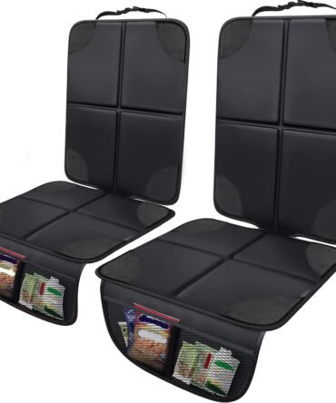 2 Pack Car Seat Protector for Child Car Seat | 600D Fabric |Non-Slip Waterproof Car Seat Cover Mat with Thick Padding | Carseat Cover for Baby Car Seat